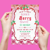 Aardbei Shortcake 1e Verjaardag Meisje Feest Kaart
