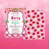 Aardbei Shortcake 1e Verjaardag Meisje Feest Kaart
