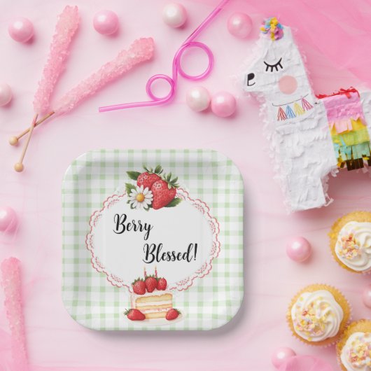 Aardbei Shortcake Baby shower-papier Borden Papieren Bordje (Feest)