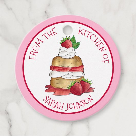 Aardbei Shortcake Bakkerij Chef gebakken door Bedankjes Labels (Voorkant)