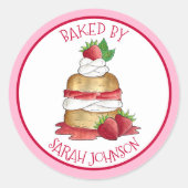 Aardbei Shortcake Bakkerij Chef gebakken door Ronde Sticker (Voorkant)