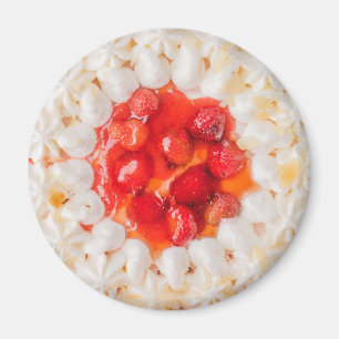 Aardbei shortcake dessert rood wit magneet