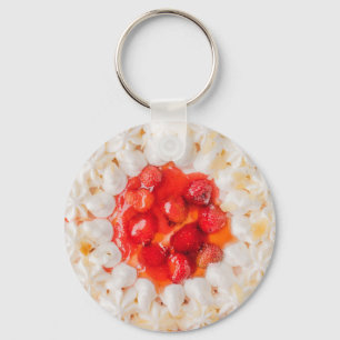 Aardbei shortcake dessert rood wit sleutelhanger