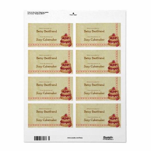 Aardbei Shortcake Gepersonaliseerde labels (Full Sheet)