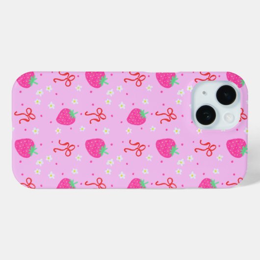 Aardbei Shortcake iPhone 15 Hoesje (Achterkant (horizontaal))