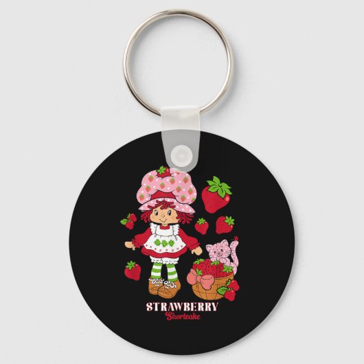 Aardbei Shortcake & Kitty Custard Vintage Sleutelhanger (Voorkant)