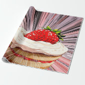 Aardbei Shortcake nostalgie Cadeaupapier (Uitgerold)