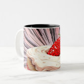 Aardbei Shortcake nostalgie Tweekleurige Koffiemok (Voorkant links)