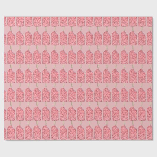 Aardbei Shortcake Roze Ijs Popsicles Cadeaupapier (Vlak)