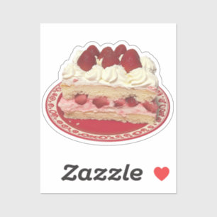 Aardbei Shortcake Slice met slagroom Sticker