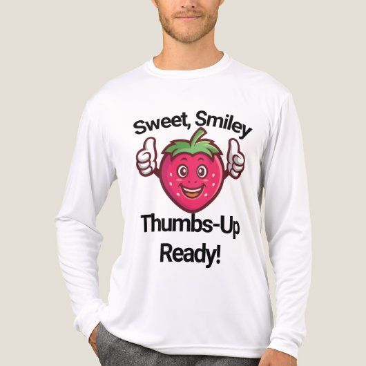 Aardbei Smiley Duimen-Up Lange Mouw Shirt – Fr (Voorkant volledig)