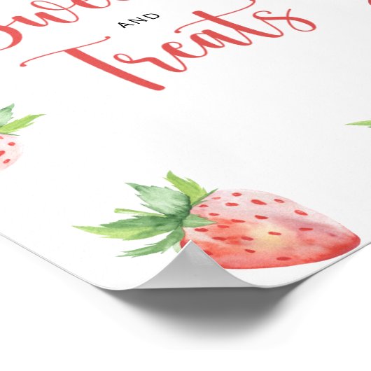 Aardbei - snoep en trakteert baby shower poster (Hoek)