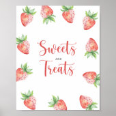 Aardbei - snoep en trakteert baby shower poster (Voorkant)