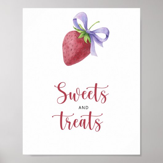 Aardbei - snoep en trakteert baby shower poster (Voorkant)
