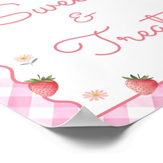 Aardbei snoepjes en traktaties golvende verjaardag poster (Hoek)