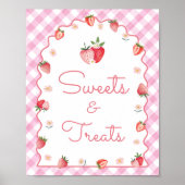 Aardbei snoepjes en traktaties golvende verjaardag poster (Voorkant)