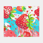 Aardbei Spatpatroon Fleece Deken (Voorkant (Horizontaal))