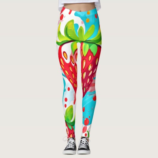 Aardbei Spatpatroon Leggings (Voorkant)