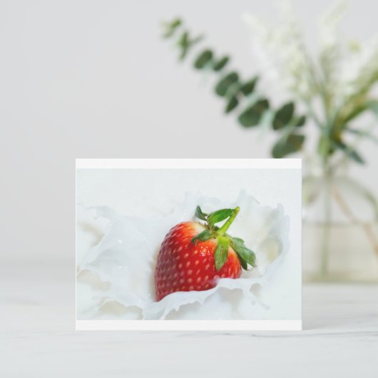 Aardbei Splash Briefkaart (Staand voorkant)