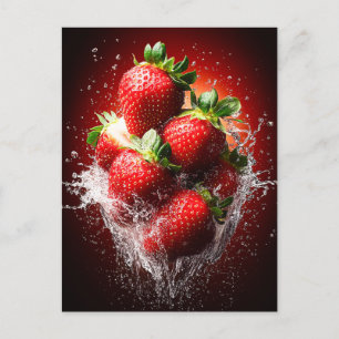 Aardbei Splash Briefkaart