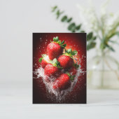 Aardbei Splash Briefkaart (Staand voorkant)