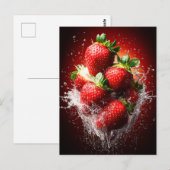 Aardbei Splash Briefkaart (Voorkant / Achterkant)