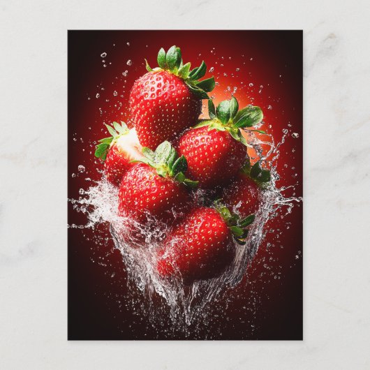 Aardbei Splash Briefkaart (Voorkant)