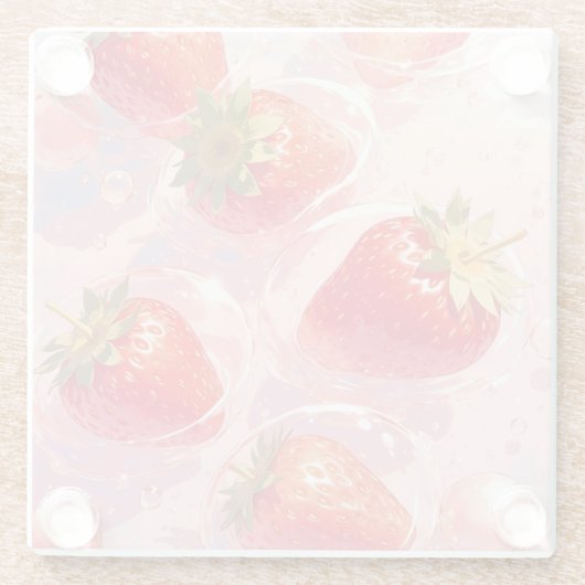 Aardbei Splash Glazen Onderzetter (Achterkant)