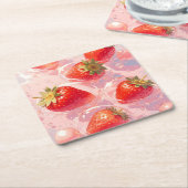 Aardbei Splash Kartonnen Onderzetters (Schuin)