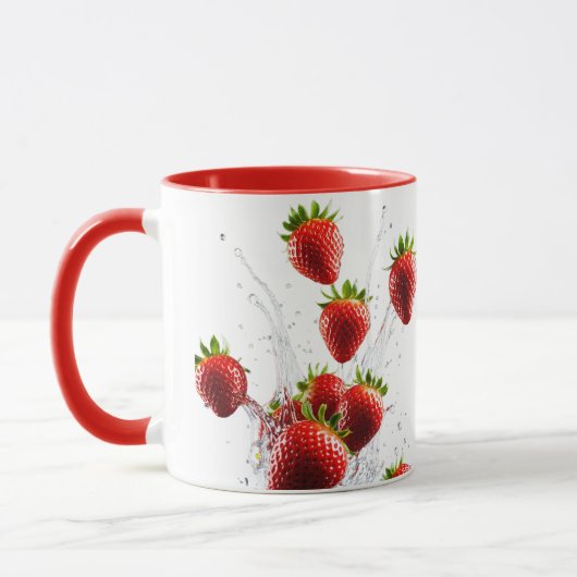 Aardbei splash keramische Mok (Links)