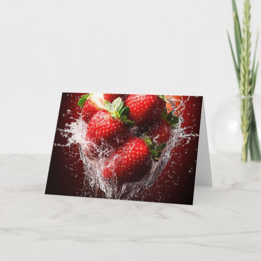 Aardbei Splash Notitiekaartje (Voorkant)