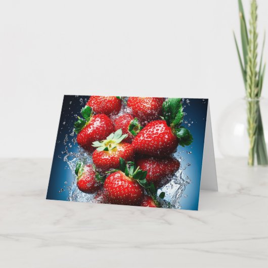 Aardbei Splash Notitiekaartje (Voorkant)