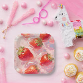 Aardbei Splash Papieren Bordje (Feest)