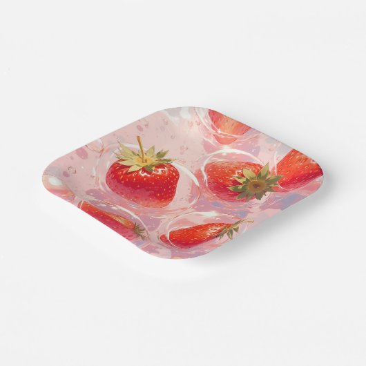 Aardbei Splash Papieren Bordje (Gebogen)