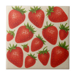 Aardbei Splash Tegel – Waterverf Fruit Keramisch Tegeltje