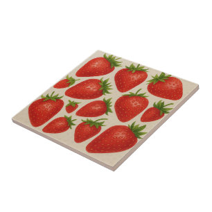 Aardbei Splash Tegel – Waterverf Fruit Keramisch Tegeltje