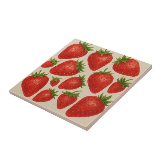 Aardbei Splash Tegel – Waterverf Fruit Keramisch Tegeltje (Zijkant)