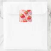 Aardbei Splash Vierkante Sticker (Tas)