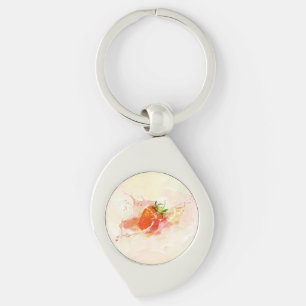 Aardbei Splash! Waterverf Sleutelhanger