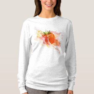 Aardbei Splash! Waterverf T-shirt