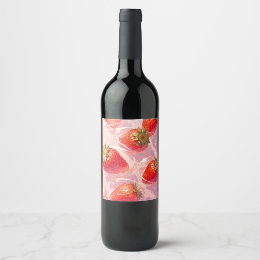 Aardbei Splash Wijn Etiket (Voorkant)