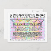 Aardbei Spring Martini Recept Kaart Briefkaart (Voorkant / Achterkant)