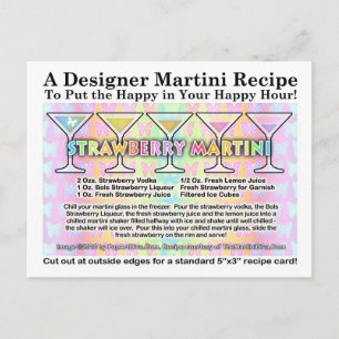 Aardbei Spring Martini Recept Kaart Briefkaart