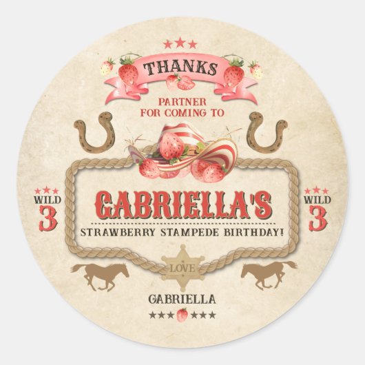 Aardbei Stampede Verjaardag Sticker (Voorkant)