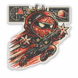 Aardbei Star Assasin — Vintage Ruimte Ninja Sticker