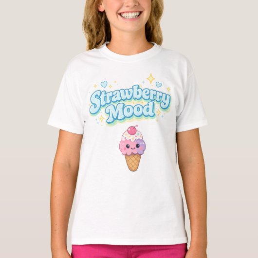 Aardbei Stemming Cute Retro Kinderen T-Shirt (Voorkant)