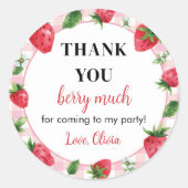 Aardbei Sticker Labels Verjaardag Berry Sweet (Voorkant)