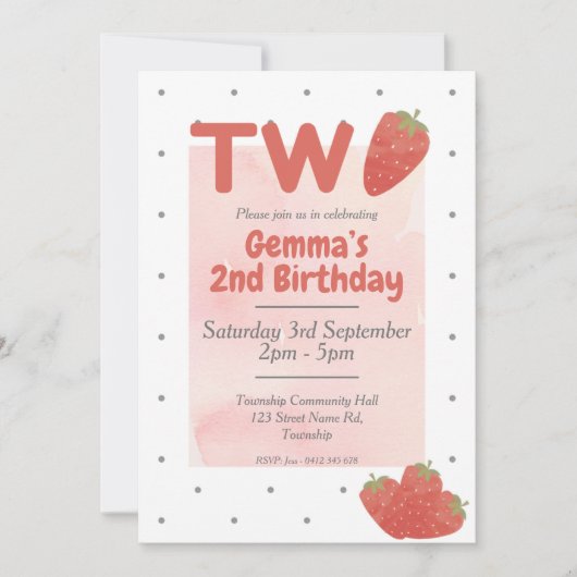 Aardbei Stip Twee  2 Kaart (Voorkant)