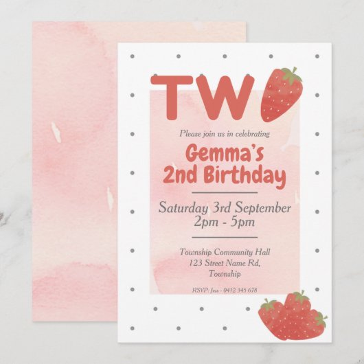 Aardbei Stip Twee  2 Kaart (Voorkant / Achterkant)