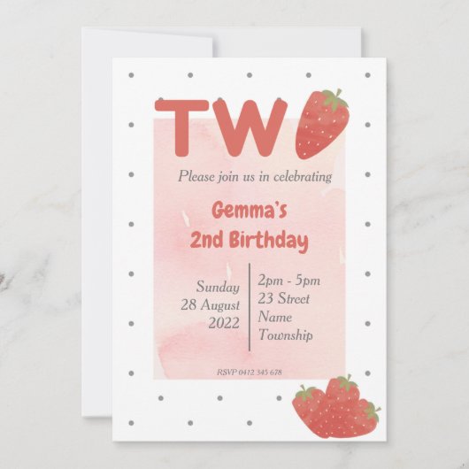 Aardbei Stip Twee  Kaart (Voorkant)